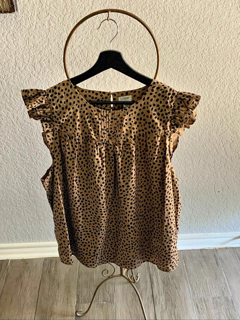 J.CREW Animal Print Blouse Brown & Black XXL Like New